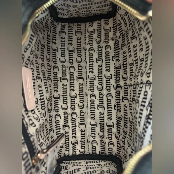 Juicy Couture Black & Pink Velour Handbag w/ Heart Keychain NWT - Picture 5 of 5